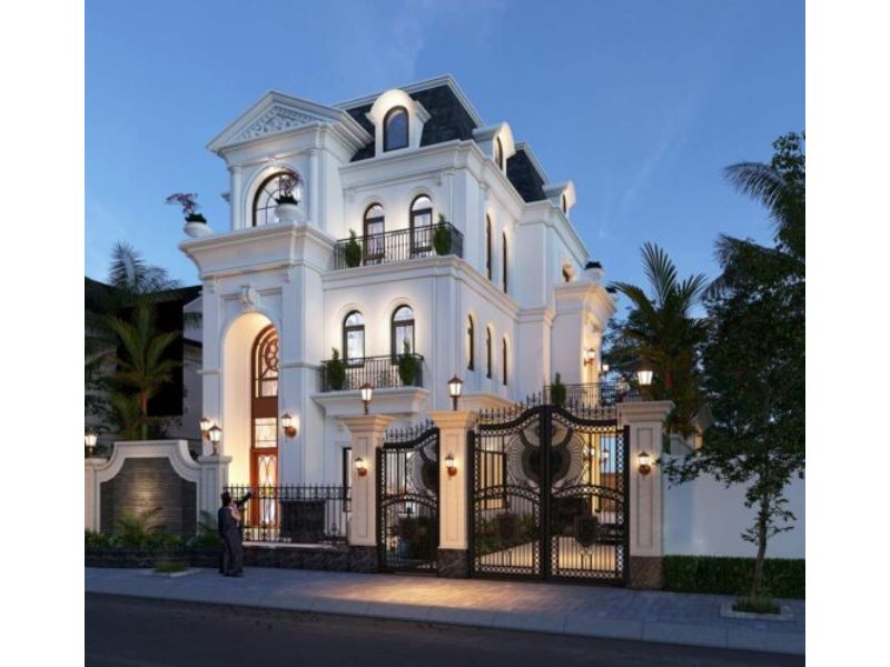 Kiến trúc 2 mặt tiền giúp tăng sự thông thoáng cho ngôi biệt thự 