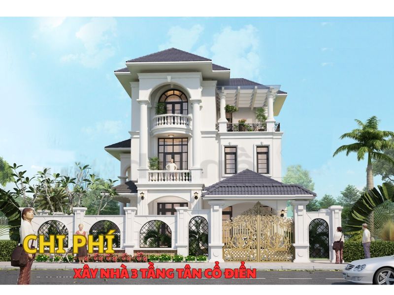 Chi phí xây biệt thự tân cổ điển 3 tầng trọn gói 