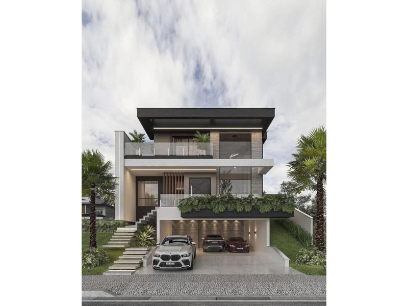 Không gian biệt thự 3 tầng mái bằng