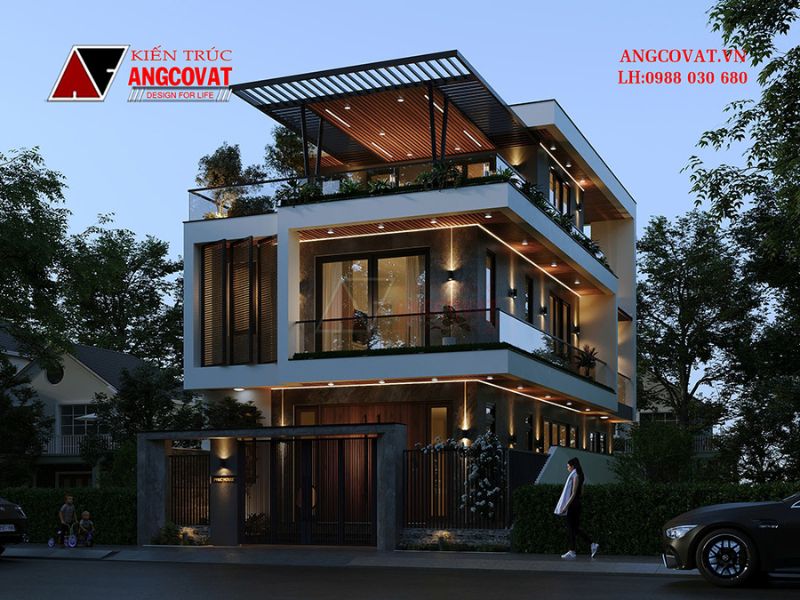 Kiến trúc biệt thự 3 tầng hiện đại xa hoa