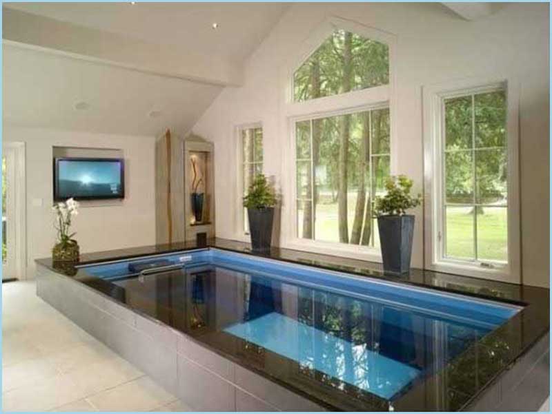 mẫu biệt thự có bể bơi trong nhà hình chữ nhật đẹp
