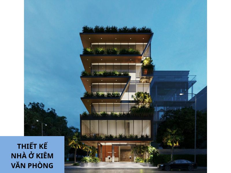 Mẫu nhà ở kiêm văn phòng lắp đặt điện sáng lung linh 