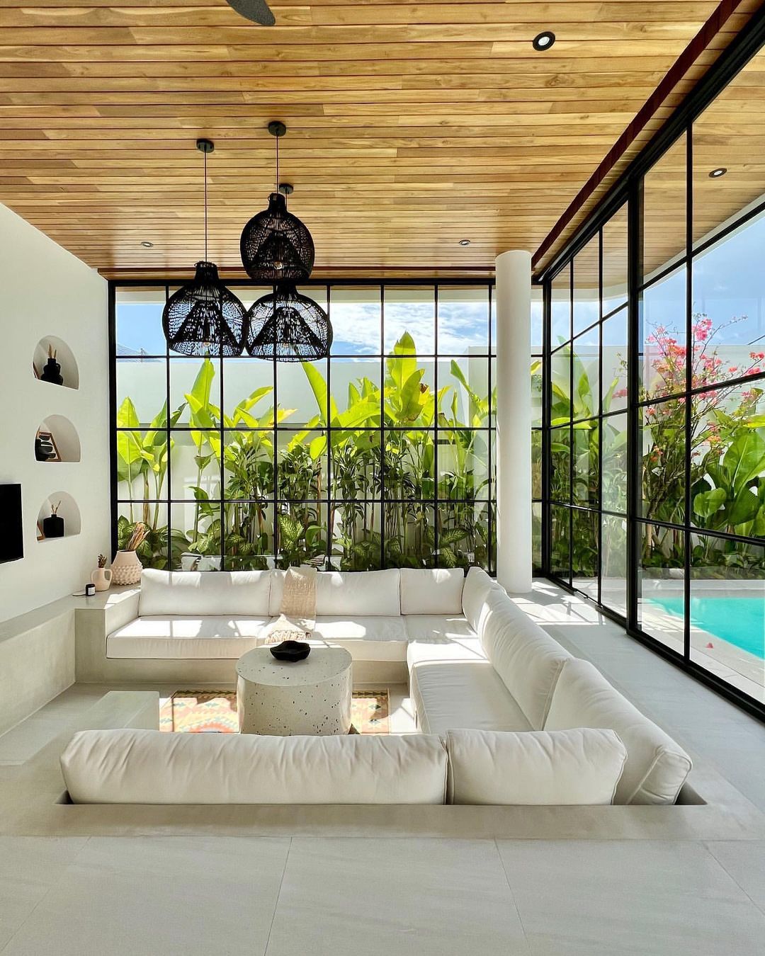 phòng khách phong cách kiến trúc tropical