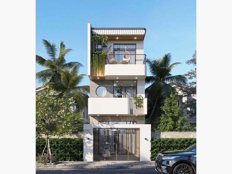 Gam màu tươi mới, trẻ trung của mẫu nhà 1 trệt 2 lầu 4x15