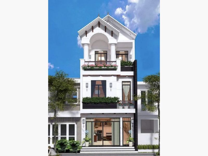 Mẫu nhà 1 trệt 2 lầu 4x15 mái Thái phong cách tân cổ điển sang trọng