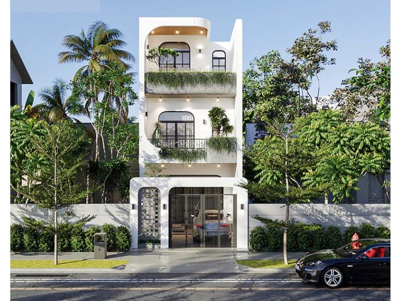 Mẫu nhà 1 trệt 2 lầu 4x15 nổi bật với vẻ ngoài hiện đại, sang trọng