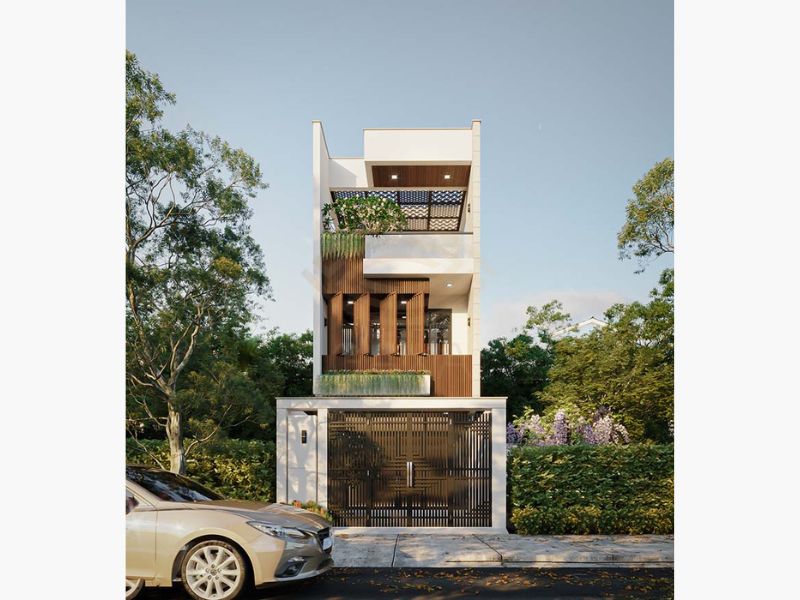 Vẻ ngoài sang trọng, hiện đại của mẫu nhà 1 trệt 2 lầu 4x15