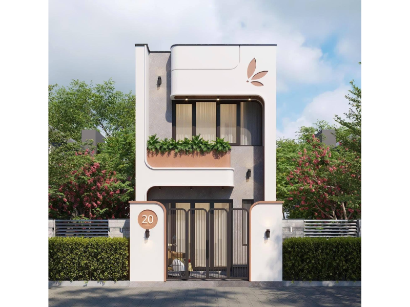 Thiết kế nhà 1 trệt 1 lầu sử dụng hệ thống cửa kính tối ưu ánh sáng tự nhiên 