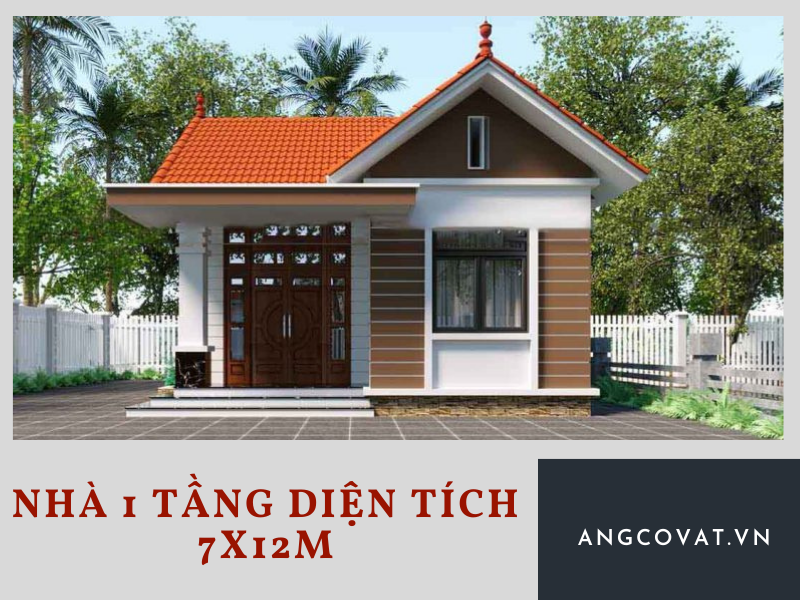 Mẫu 9: Ngôi nhà cấp 4 2 phòng ngủ đẹp được thiết kế mái với kiến trúc mái Thái, sử dụng chất liệu ngói đỏ điều hòa không khí hiệu quả.