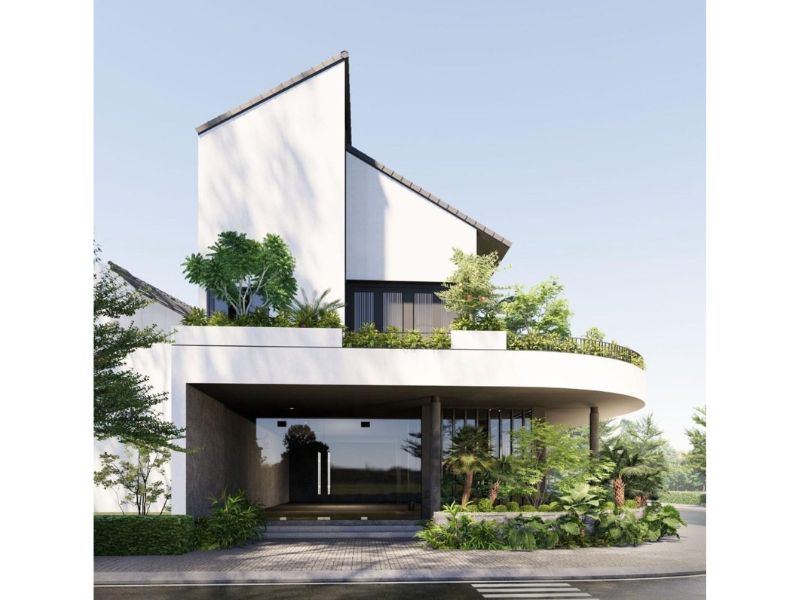 Nhà mái thái gam màu trắng độc đáo