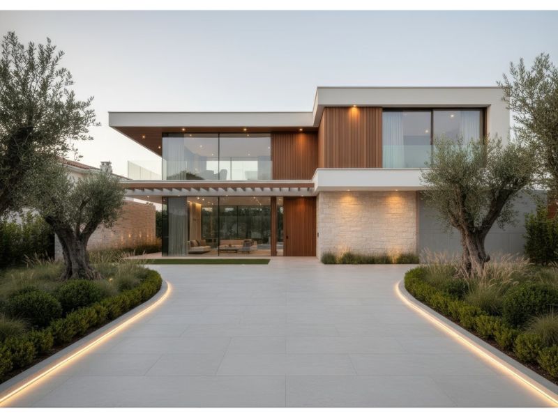 Nhà mái bằng kiến trúc biệt thự 2 tầng