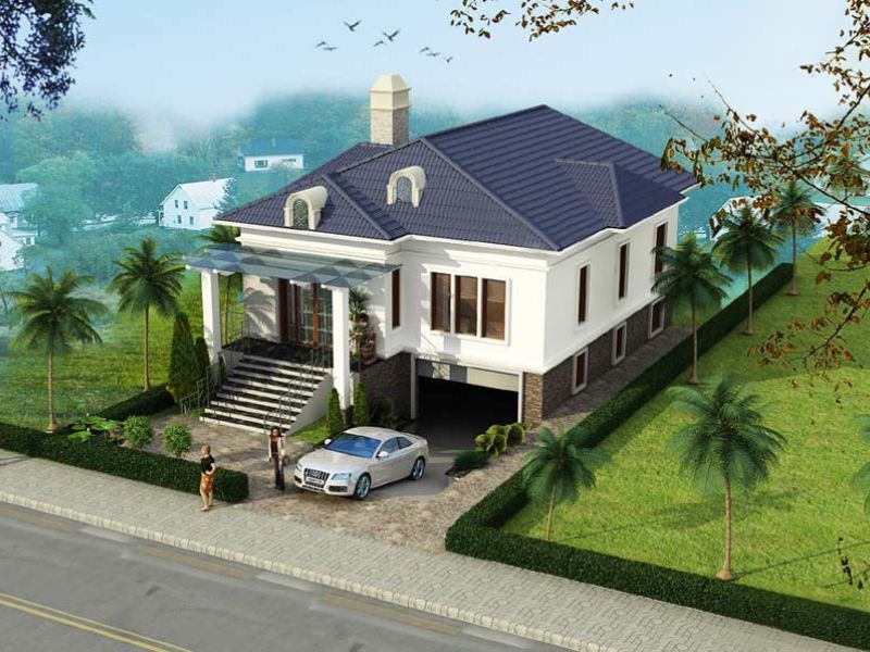 Thiết kế nhà 1 tầng có tầng hầm để xe tại Hà Nội