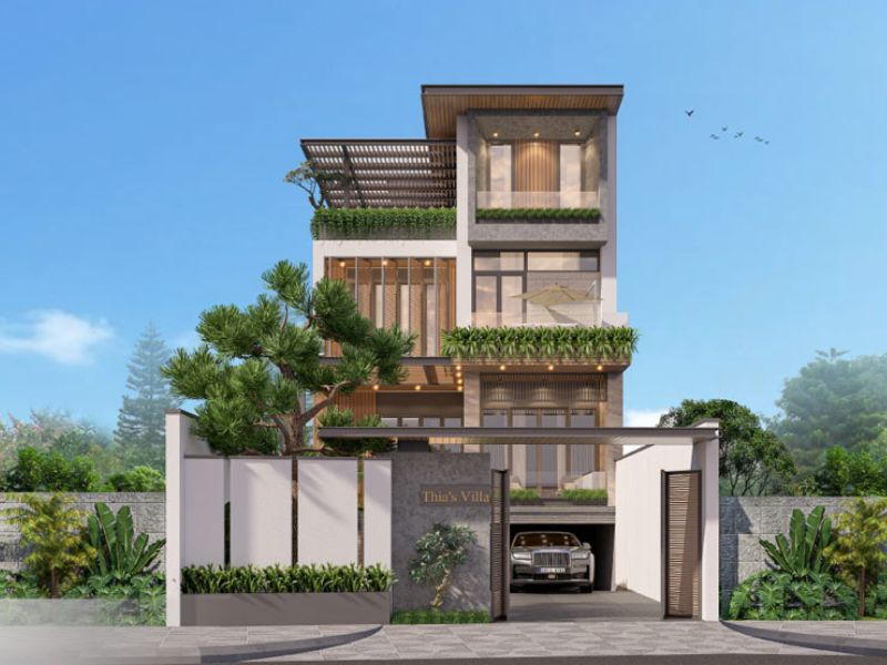 Kiến trúc biệt thự 4 tầng rộng 250m2