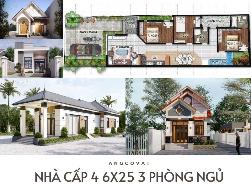 Thiết kế nhà cấp 4 6x25 3 phòng ngủ đẹp và tiện nghi
