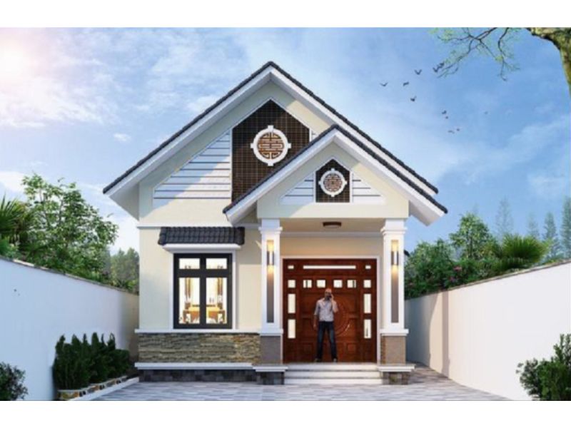 Mẫu nhà cấp 4 mặt tiền 6m trang trí sử dụng đường nét kiến trúc tinh tế 