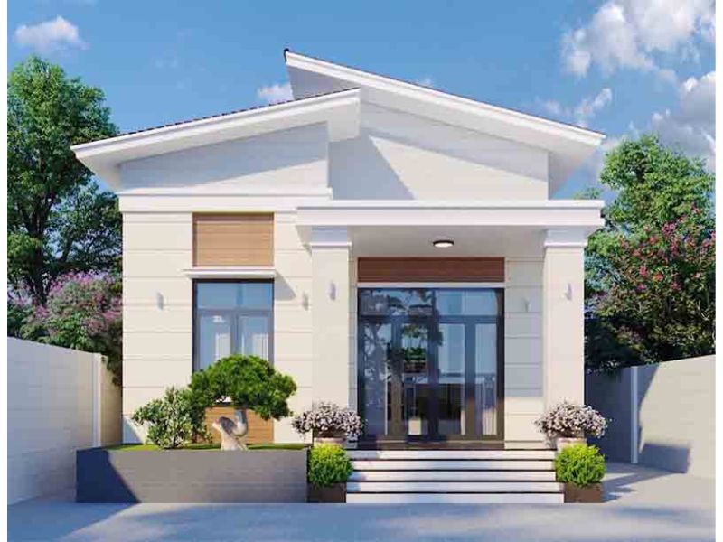 Thiết kế nhà cấp 4 ngang 6m dài 25m mái lệch độc đáo 