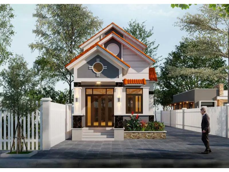 Thiết kế nhà cấp 4 ngang 6m dài 25m 3 phòng ngủ sử dụng hệ mái Thái giật cấp độc đáo 