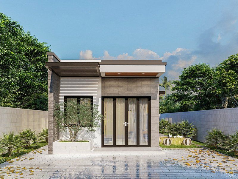 Xây nhà ống cấp 4 3 phòng ngủ có sân vườn xanh mát 