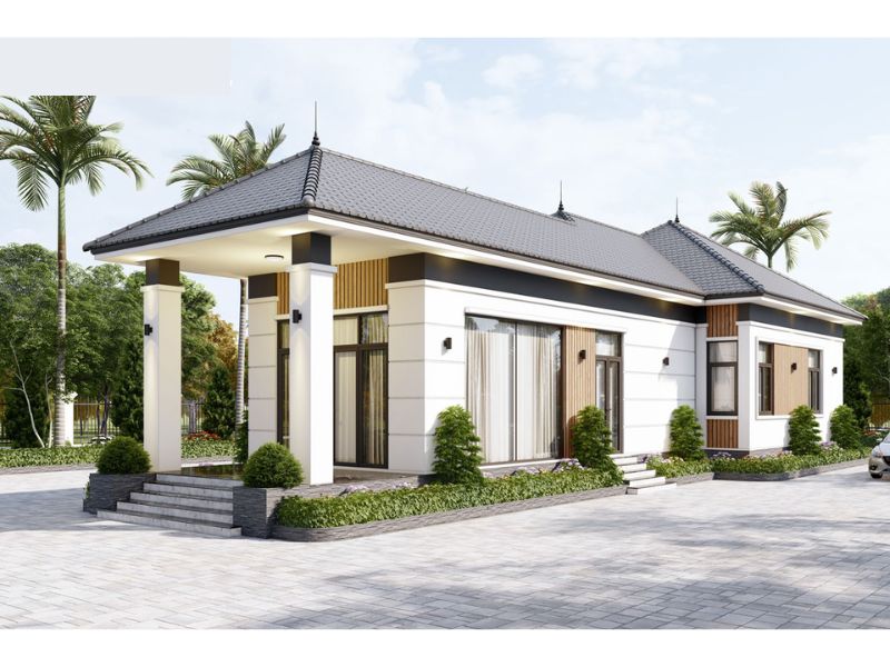 Mẫu nhà cấp 4 1 tầng 6x25 3 phòng ngủ thiết kế không gian mở 