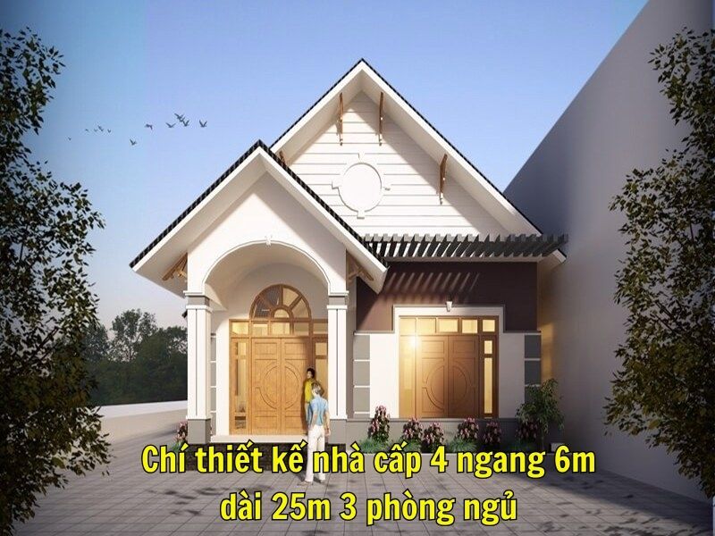 Báo giá thiết kế nhà 1 tầng mặt tiền 6m dài 25m trọn gói