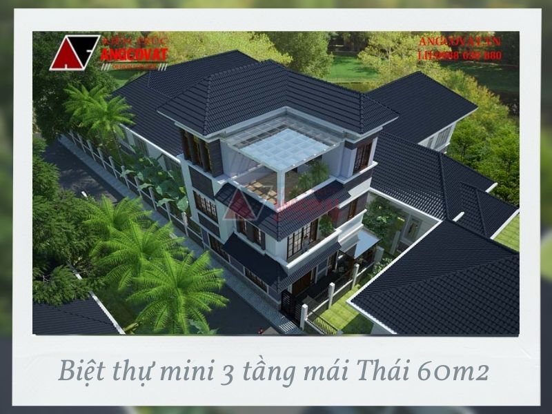 Tổng thể biệt thự mini 3 tầng mái Thái 60m2