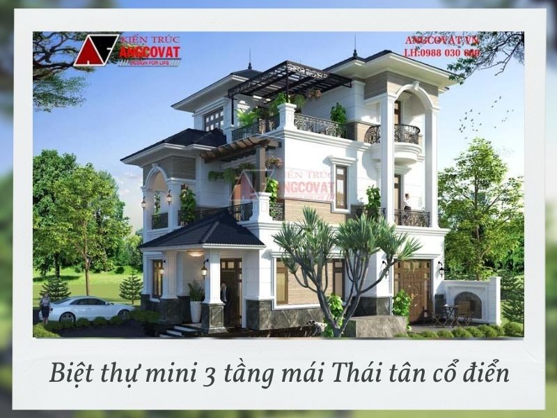 Phối cảnh biệt thự mini 3 tầng mái Thái tân cổ điển