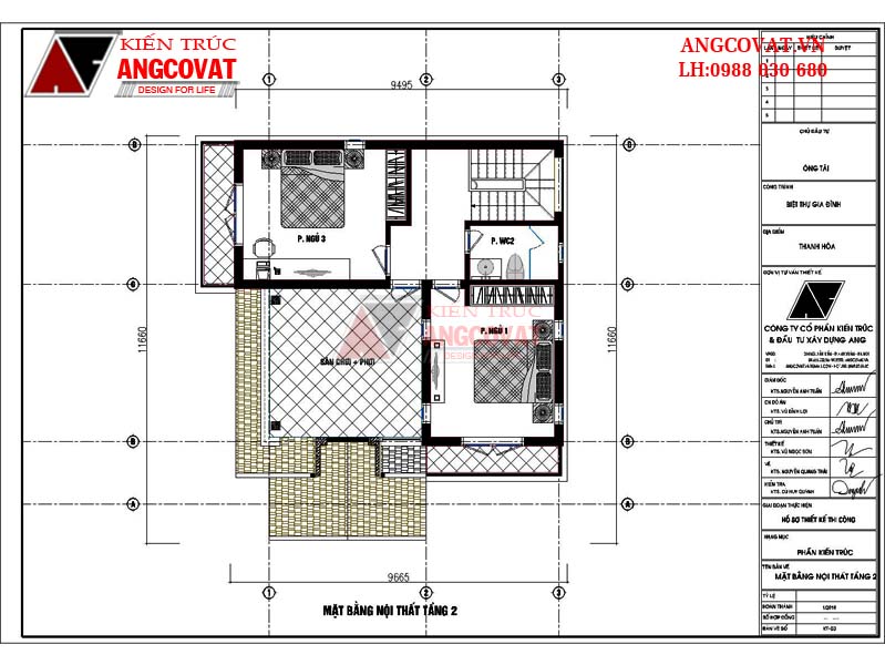 bản thiết kế nhà 3 phòng ngủ 2 tầng mẫu 49 với mặt bằng tầng 2