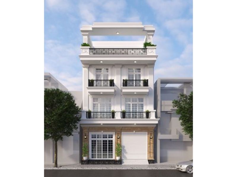 Nhà 4 tầng kiến trúc tân cổ chi tiết tối giản nhưng tinh tế