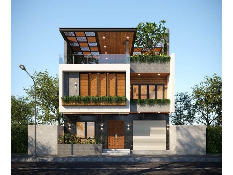 Mẫu nhà 4 tầng mặt tiền 10m sâu 18m có gara để xe tiện lọi