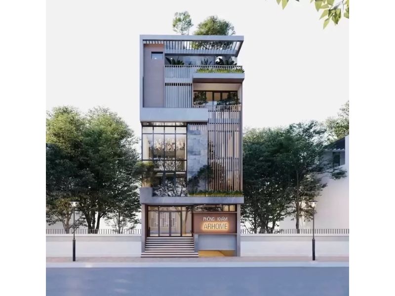 Mẫu nhà 4 tầng mặt tiền 10m vừa ở vừa kinh doanh