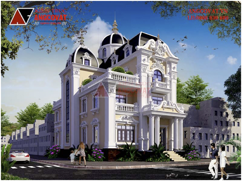 Phối cảnh 3D: Mẫu biệt thự châu Âu cổ điển đẹp đến mỹ miều của gia chủ tại Hưng Yên