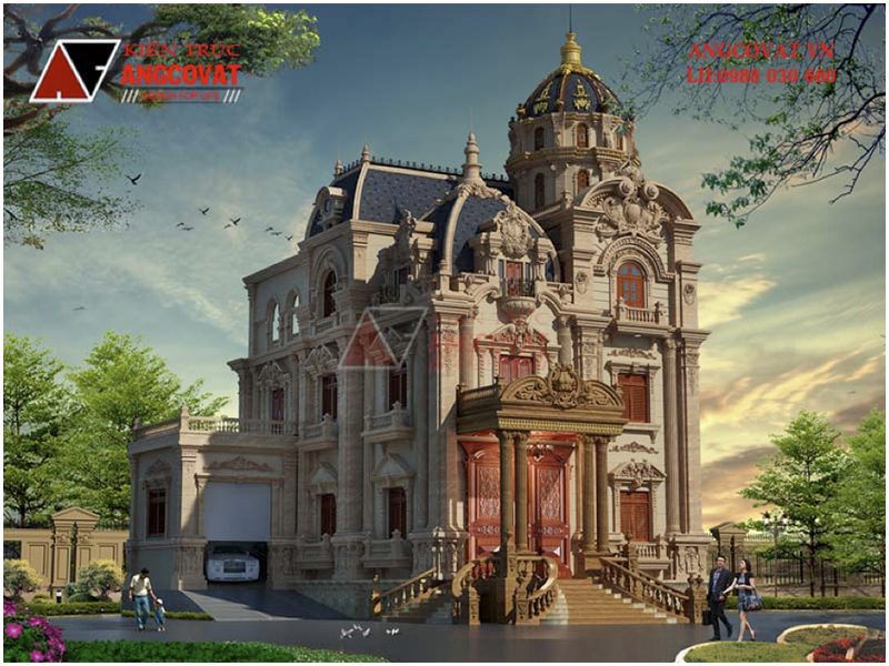 Phối cảnh view 1: Mẫu biệt thự châu Âu cổ điển xinh lung linh diện tích 250m2 của gia chủ tại Hà Tĩnh