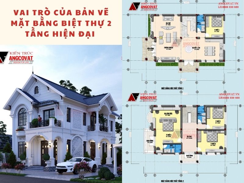 Tư vấn bố trí mặt bằng biệt thự 2 tầng hiện đại mái Nhật khoa học