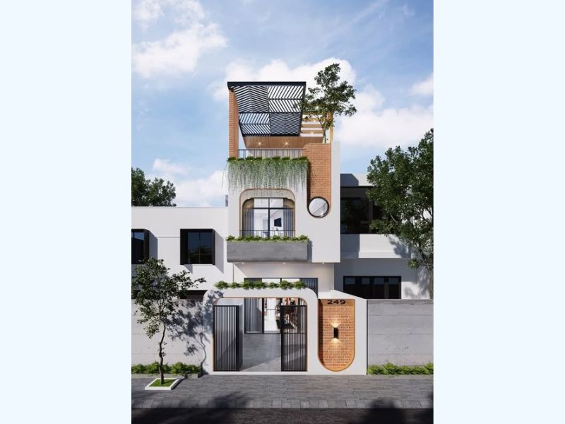 Xây nhà ngang 6m 2 tầng có tum hiện đại