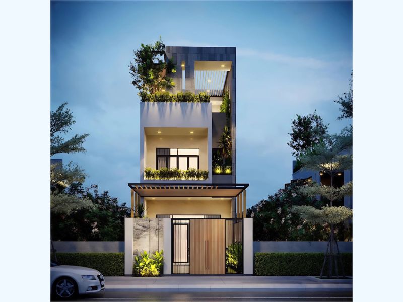 Thiết kế mẫu nhà mặt tiền 6m đẹp, sang trọng