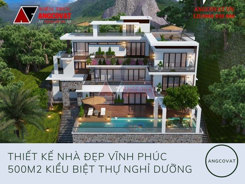 Mặt tiền thiết kế nhà đẹp Vĩnh Phúc 500m2 kiểu biệt thự nghỉ dưỡng
