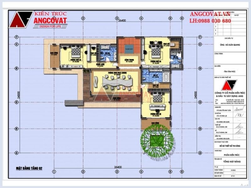 Bản vẽ mặt bằng tầng 2 thiết kế nhà đẹp Vĩnh Phúc 500m2 kiểu biệt thự nghỉ dưỡng