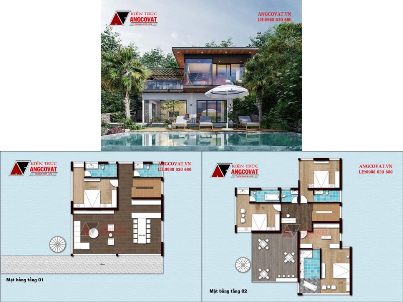 Kiến trúc biệt thự nghỉ dưỡng 2 tầng hiện đại đẳng cấp