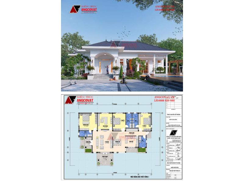 Kiến trúc mặt bằng biệt thự nghỉ dưỡng tân cổ