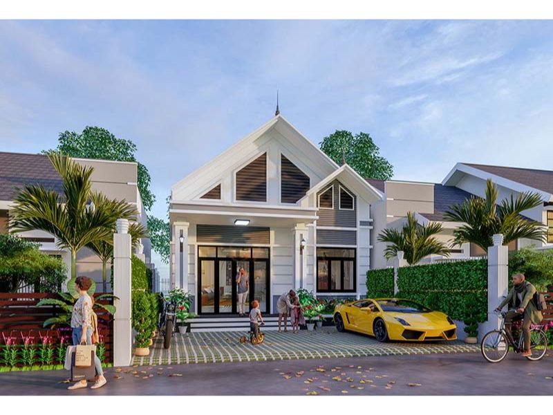 Tham khảo công trình nhà cấp 4 mái Thái có mặt tiền rộng rãi thuận tiện kinh doanh