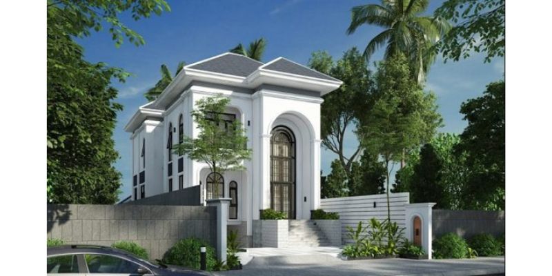 Kiến trúc biệt thự 2 tầng tân cổ điển có tầng hầm