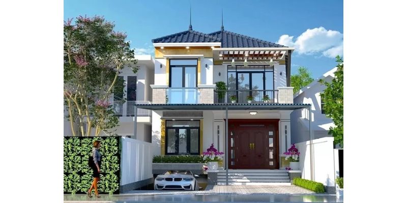 Kiến trúc biệt thự 2 tầng mái nhật có hầm