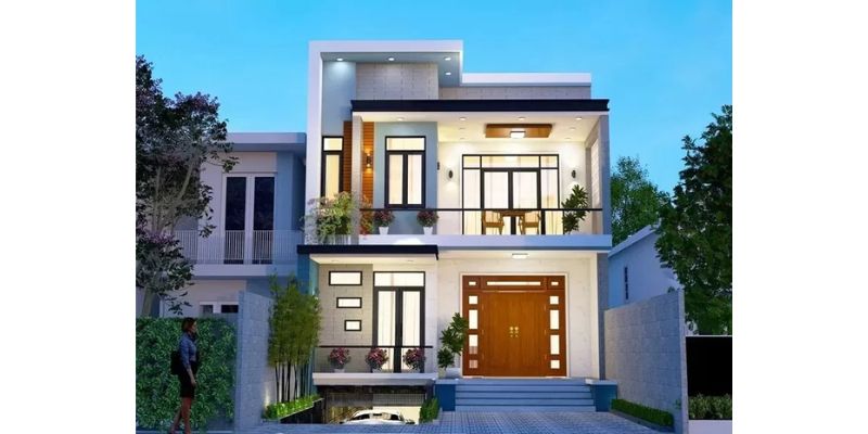 Thiết kế biệt thự 2 tầng hiện đại có tầng hầm