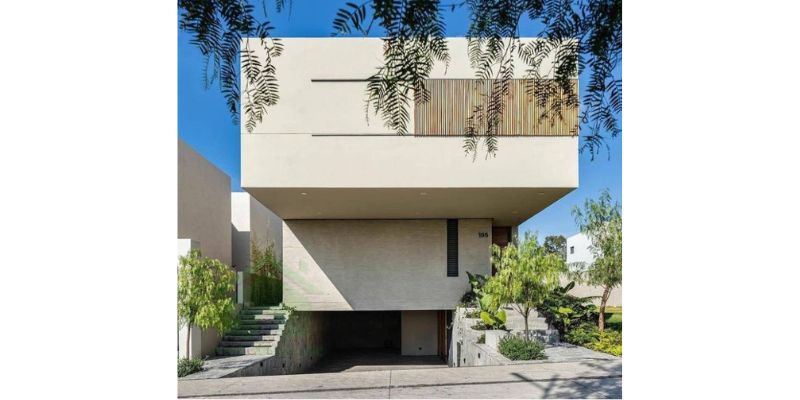 Nhà 2 tầng hiện đại mái bằng có tầng hầm