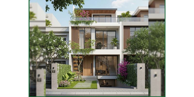 Biệt thự 2 tầng 1 tum có hầm có sân vườn rộng