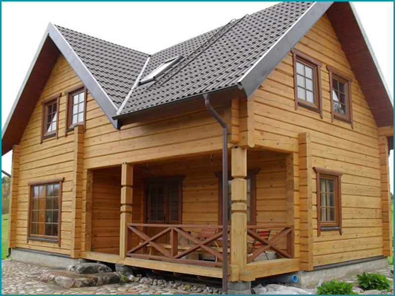 hình ảnh nhà 2 tầng mái ngói bằng gỗ đơn giản