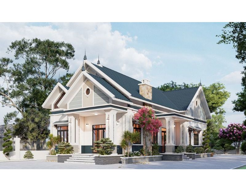 Mẫu nhà biệt thự 1 tầng mái Thái đẹp