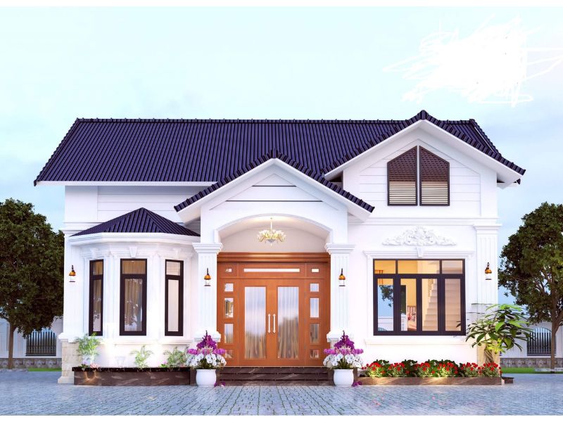 Vẻ ngoài sang trọng, mới lạ của mẫu nhà 3 gian hiện đại 1 tầng