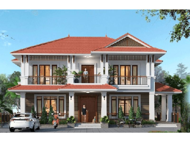 Mẫu nhà 3 gian mái Thái 2 tầng rộng rãi vừa đẹp vừa tiện nghi