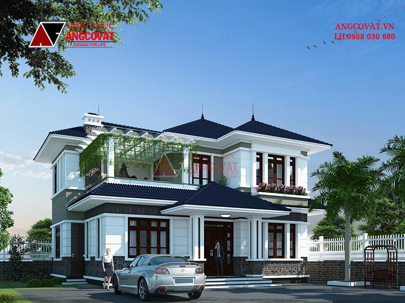 Biệt thự 3 gian hiện đại mái Thái vừa tăng tính bề thế, sang trọng vừa giúp thoát nước mưa nhanh chóng và cách nhiệt hiệu quả